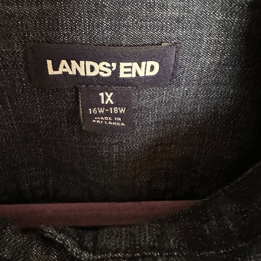 Lands' End Women's 1X Button Front Denim Long Sleeve Top - Picture 2 of 5